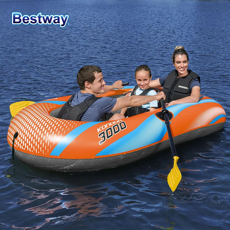 Bestway Aufblasbares Boot 1–3 Personen – Robustes PVC Kajak für See & Fluss