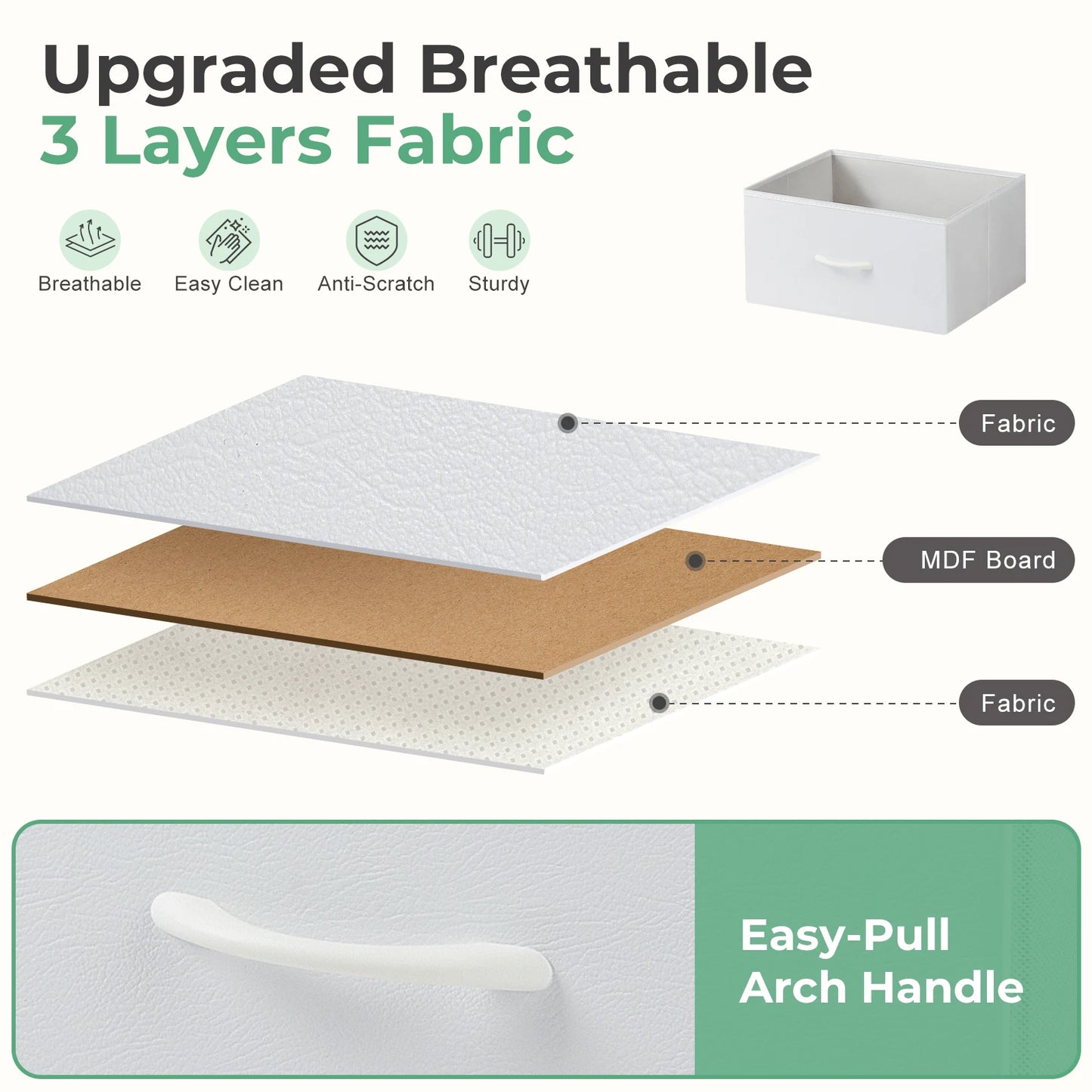 JHK Moderner Beistelltisch mit 2 Stoffschubladen – für Schlafzimmer & Wohnzimmer