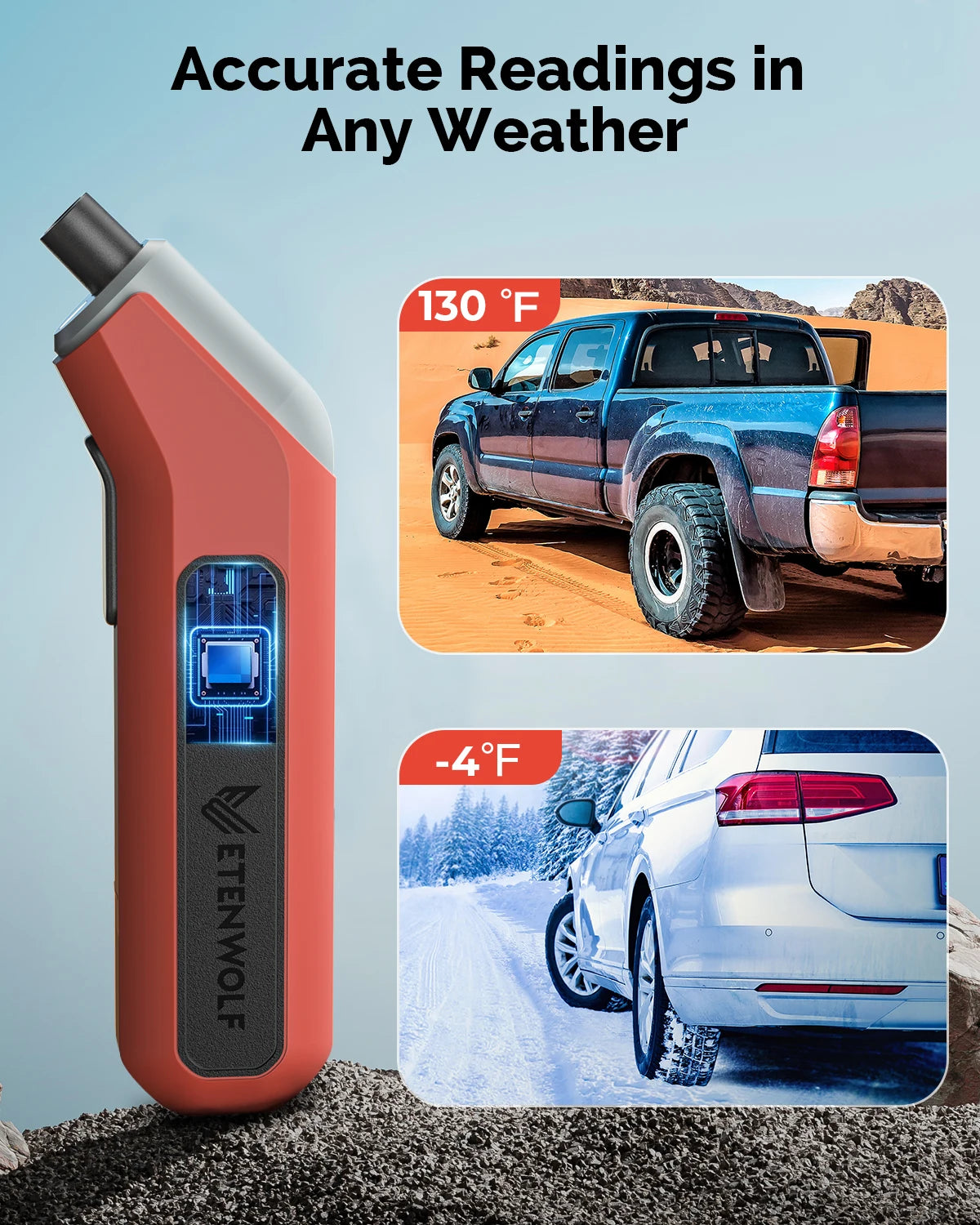 ETENWOLF T300 – Digitaler Reifendruckprüfer 3–200 PSI, Präzise & Kompakt