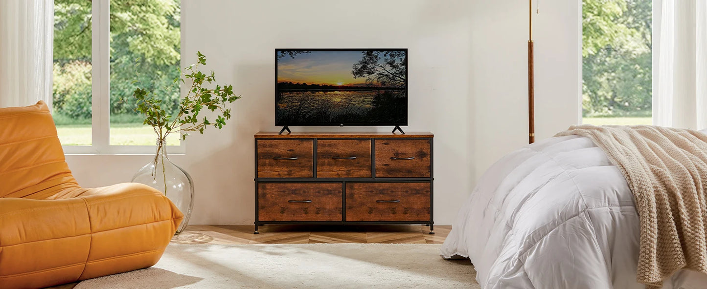 JHK Minimalistische Kommode mit 5 Schubladen – Moderner Aufbewahrungsschrank