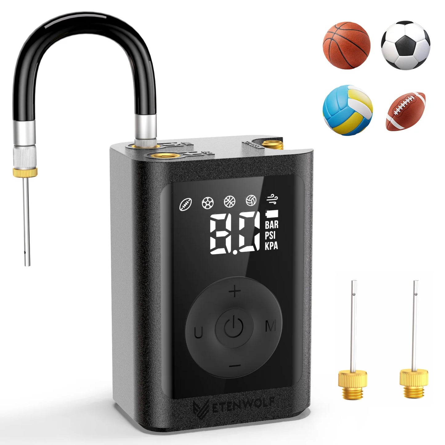ETENWOLF P300 Plus – Elektrische Ballpumpe mit Akku & USB-C