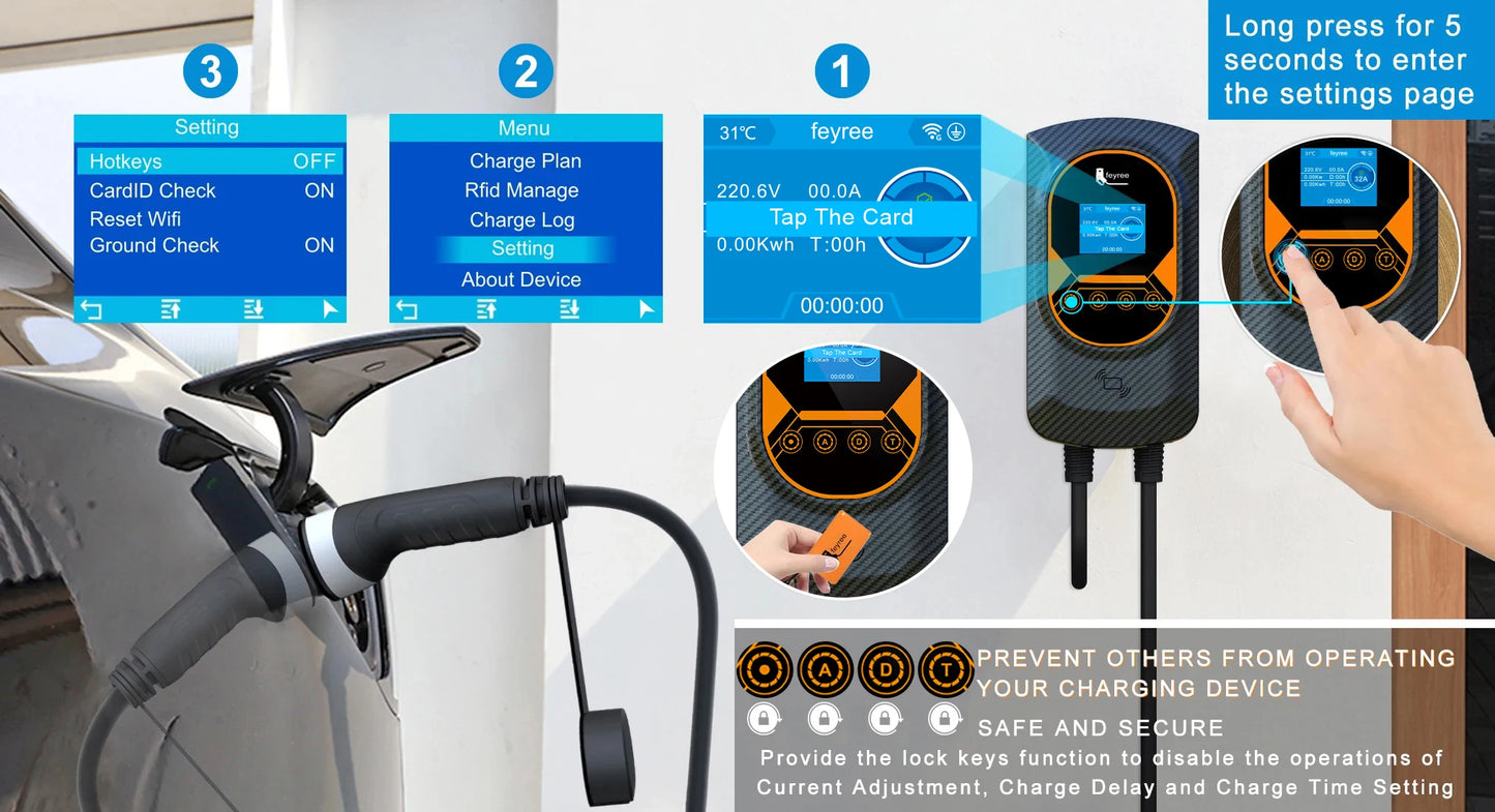 EV Wallbox Ladestation 7,6 kW – mit App & RFID für Elektroauto Zuhause