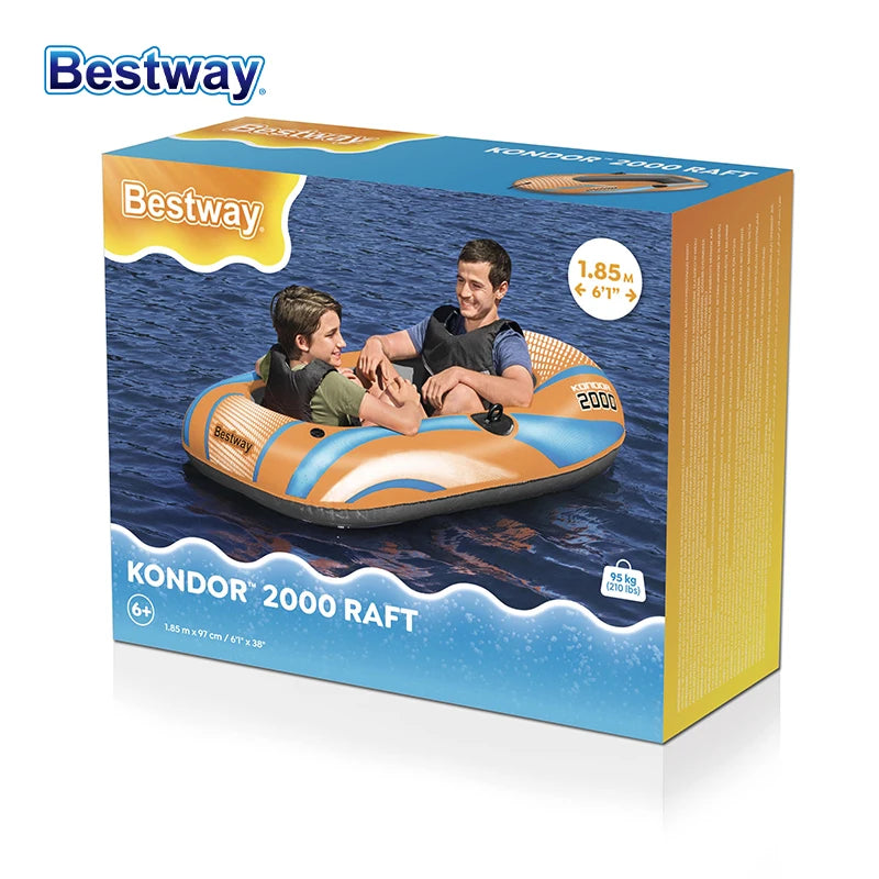 Bestway Aufblasbares Boot 1–3 Personen – Robustes PVC Kajak für See & Fluss
