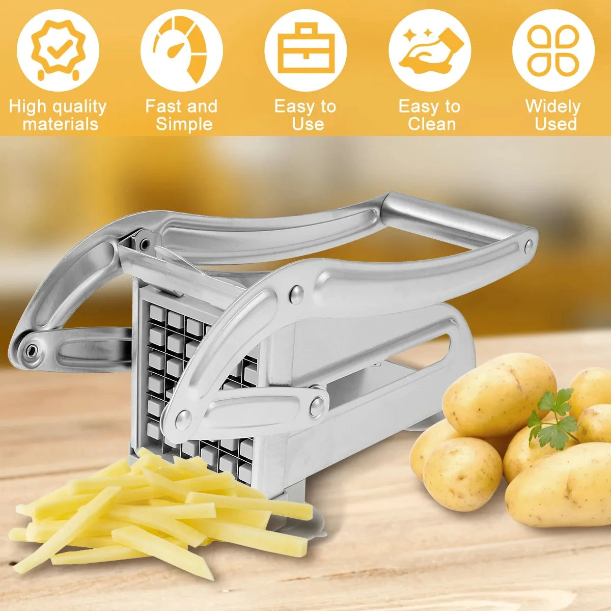 Manueller Edelstahl-Kartoffelschneider – Pommes & Gemüse Slicer für Küche & Restaurant