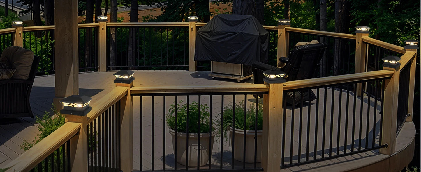 T-SUNRISE Solar-Pfostenlampe 32 LED IP65 – für Garten & Terrasse