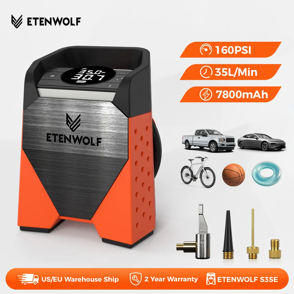 ETENWOLF ZEPHYR S3SE – Tragbare Multifunktions-Luftpumpe mit Powerbank