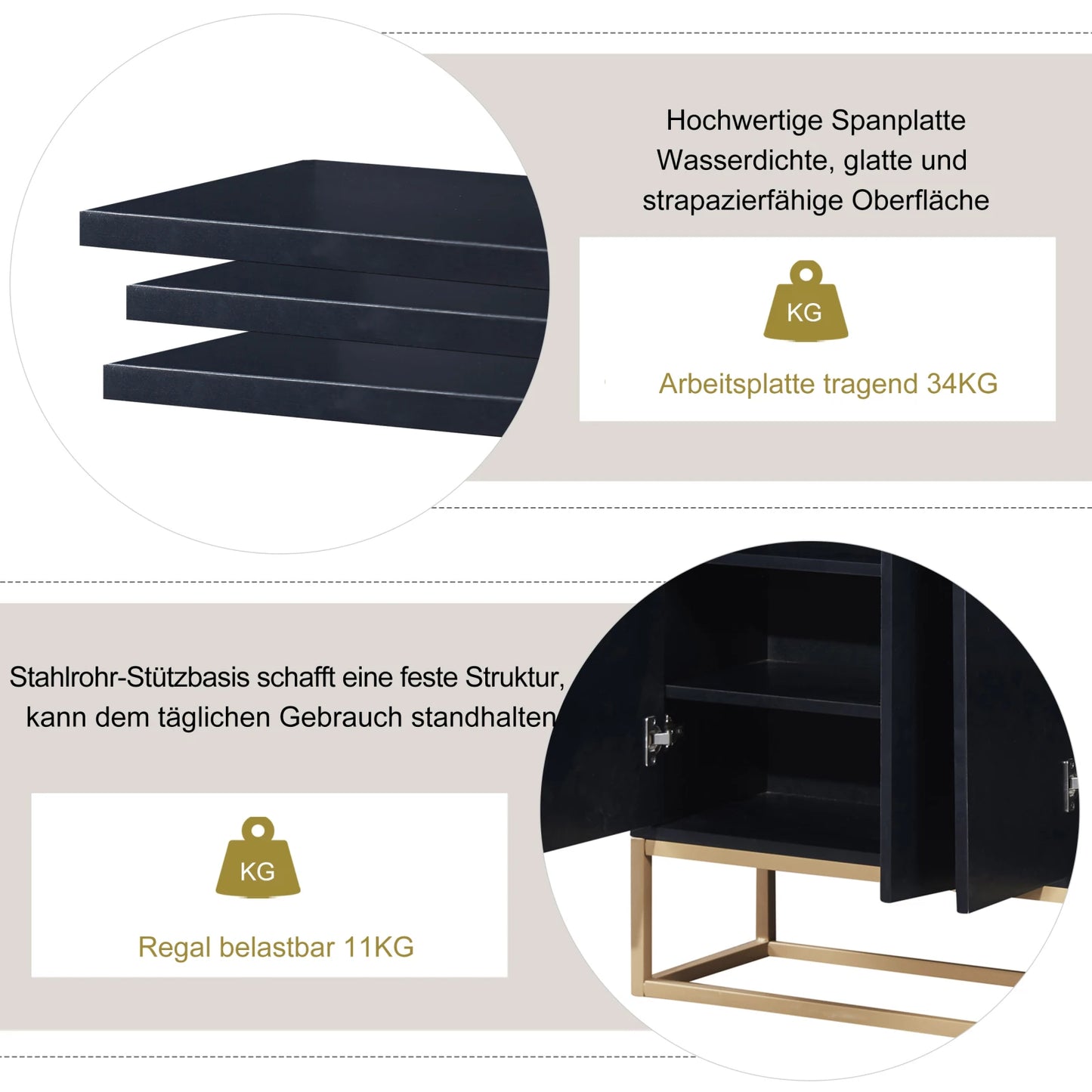 Modernes Sideboard - Minimalistisch mit 4 Türen & Stauraum
