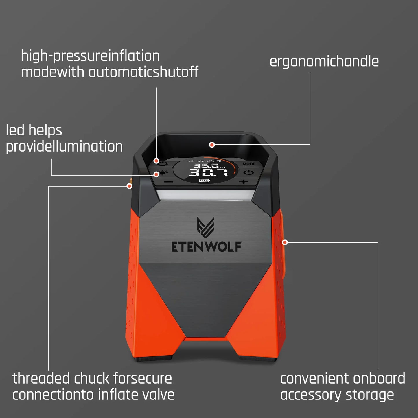 ETENWOLF ZEPHYR S3SE – Tragbare Multifunktions-Luftpumpe mit Powerbank