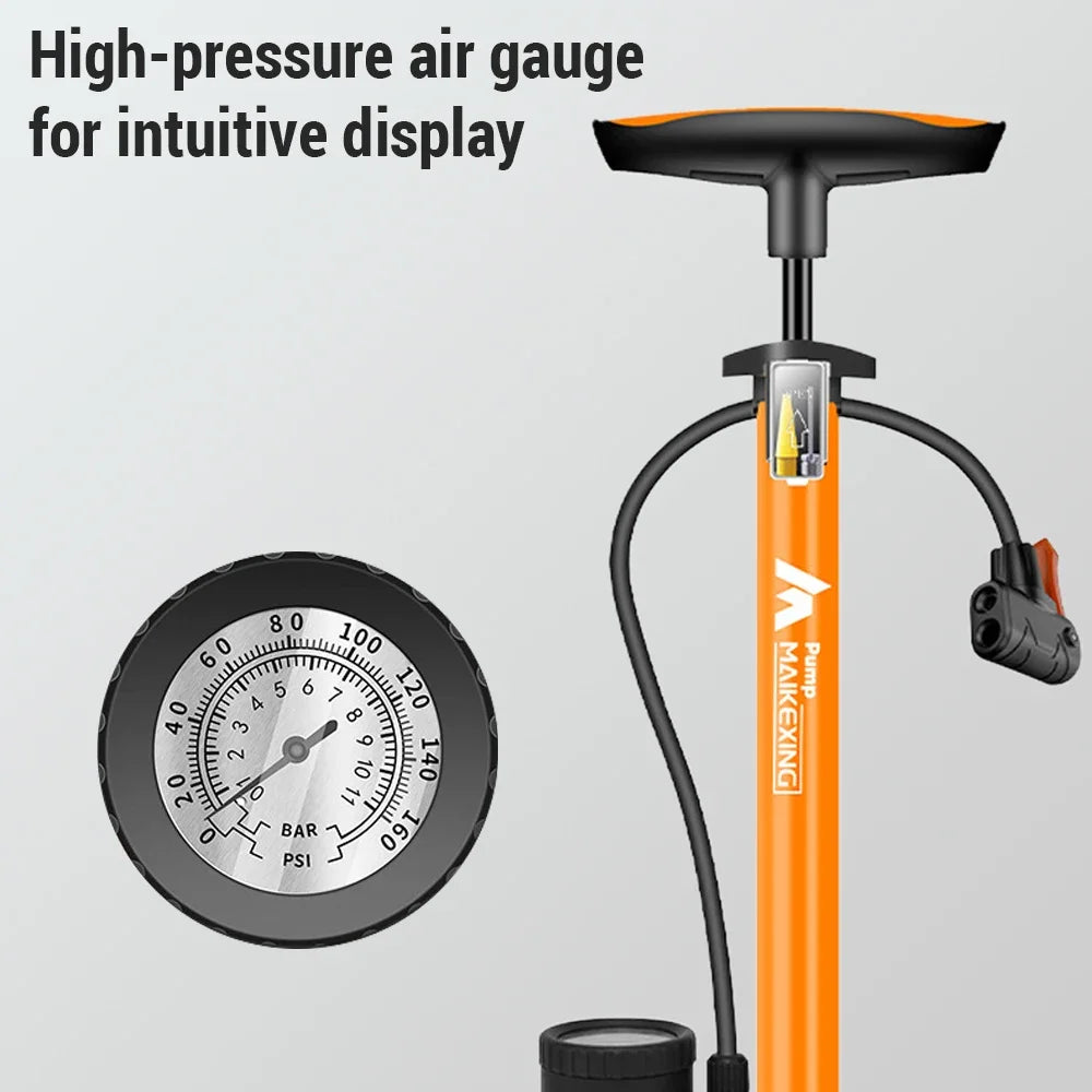 Toptrek Fahrradpumpe mit Manometer – Multifunktionale Handpumpe 160 PSI mit 3-in-1 Düse