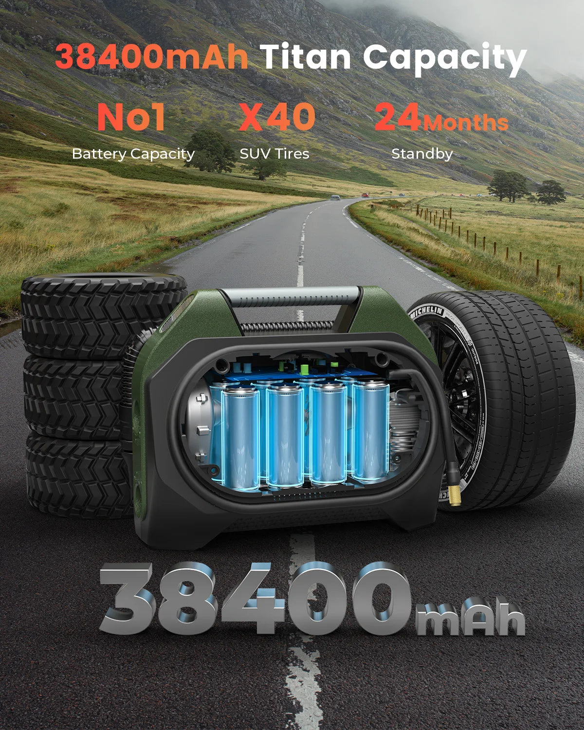 ETENWOLF Vortex S7 – Tragbarer Reifenkompressor 38 400 mAh, Hochleistungs-Luftpumpe für Auto, SUV & Offroad