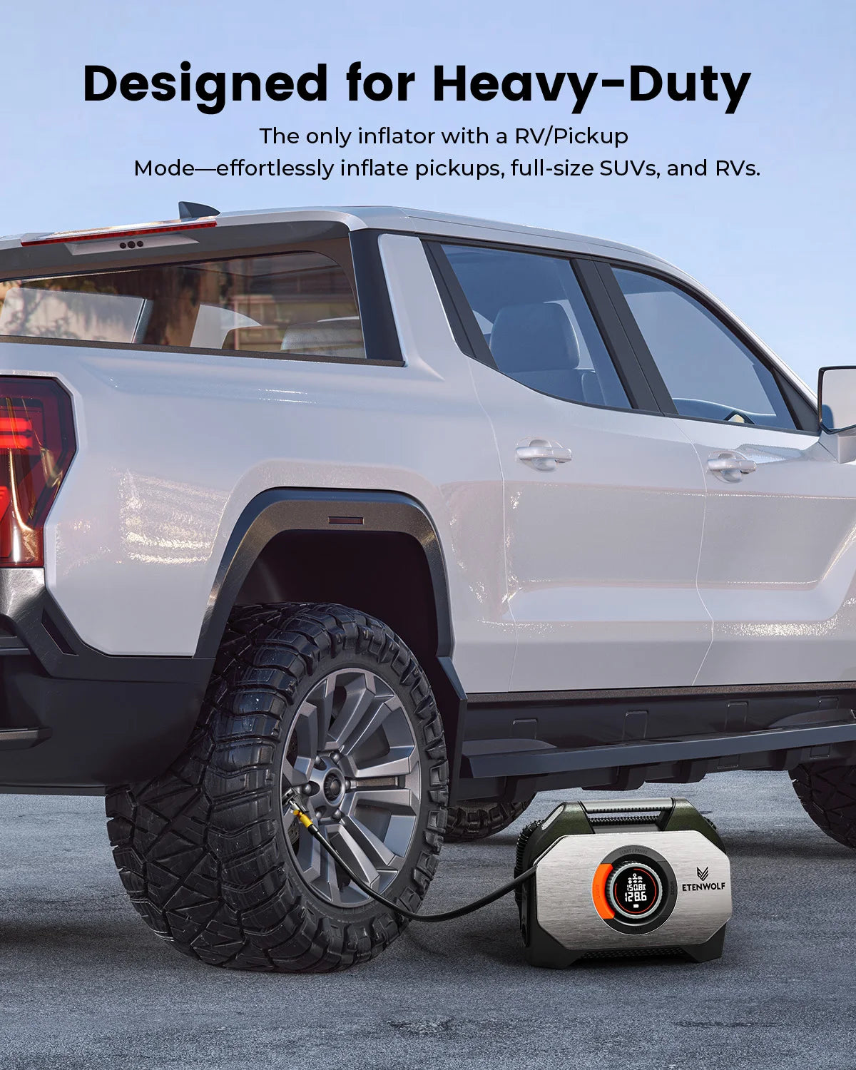 ETENWOLF Vortex S7 – Tragbarer Reifenkompressor 38 400 mAh, Hochleistungs-Luftpumpe für Auto, SUV & Offroad