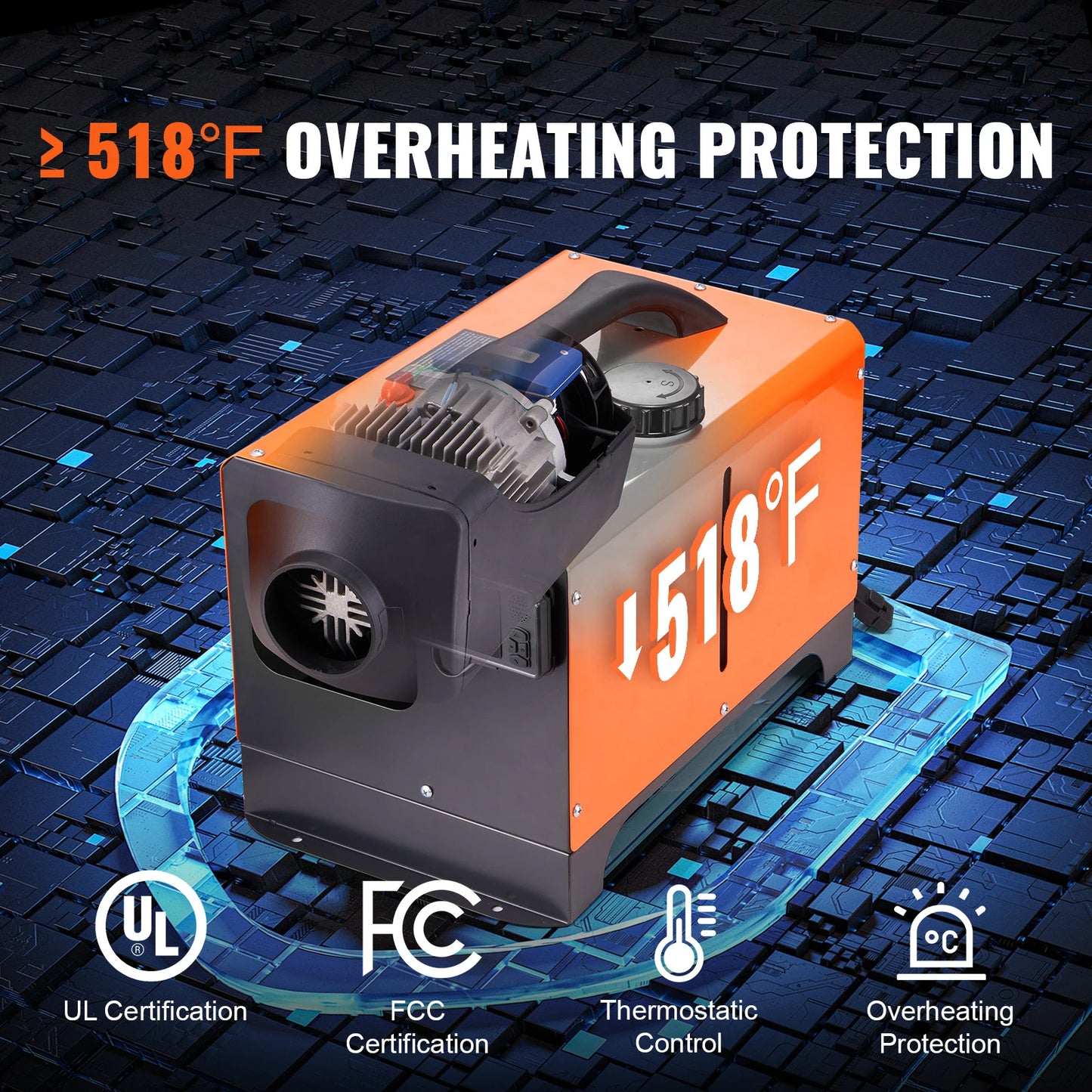 8KW Diesel Luftheizung - Tragbar mit Bluetooth & Fernbedienung