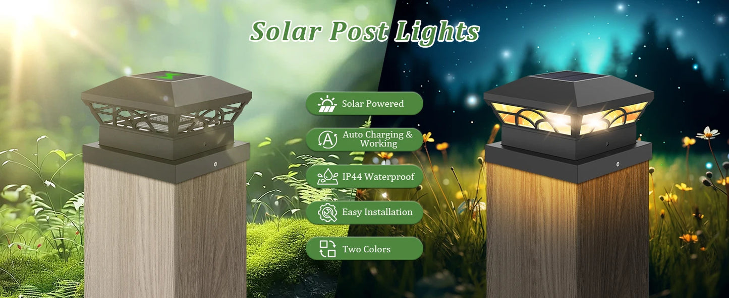 T-SUNRISE Solar-Pfostenlampe 32 LED IP65 – für Garten & Terrasse