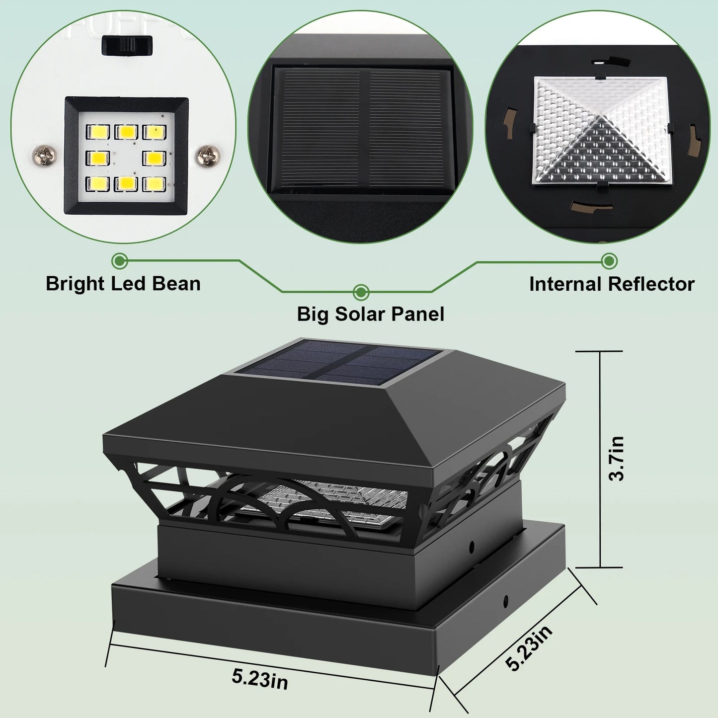 T-SUNRISE Solar-Pfostenlampe 32 LED IP65 – für Garten & Terrasse