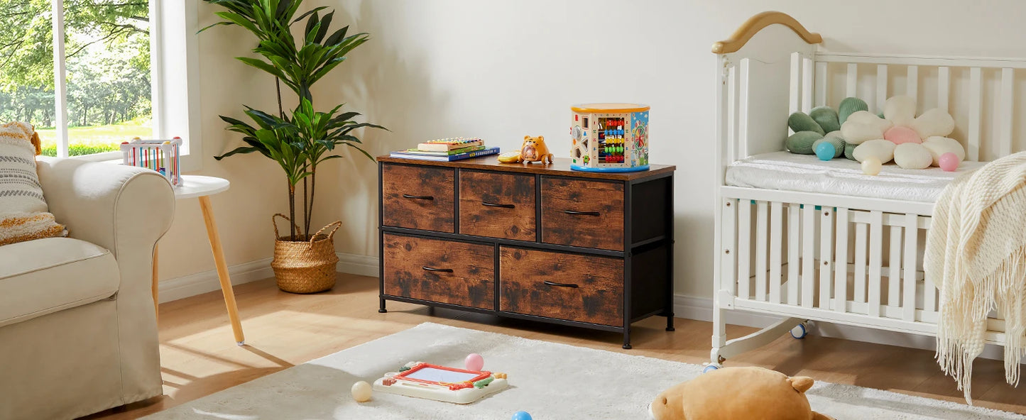 JHK Minimalistische Kommode mit 5 Schubladen – Moderner Aufbewahrungsschrank