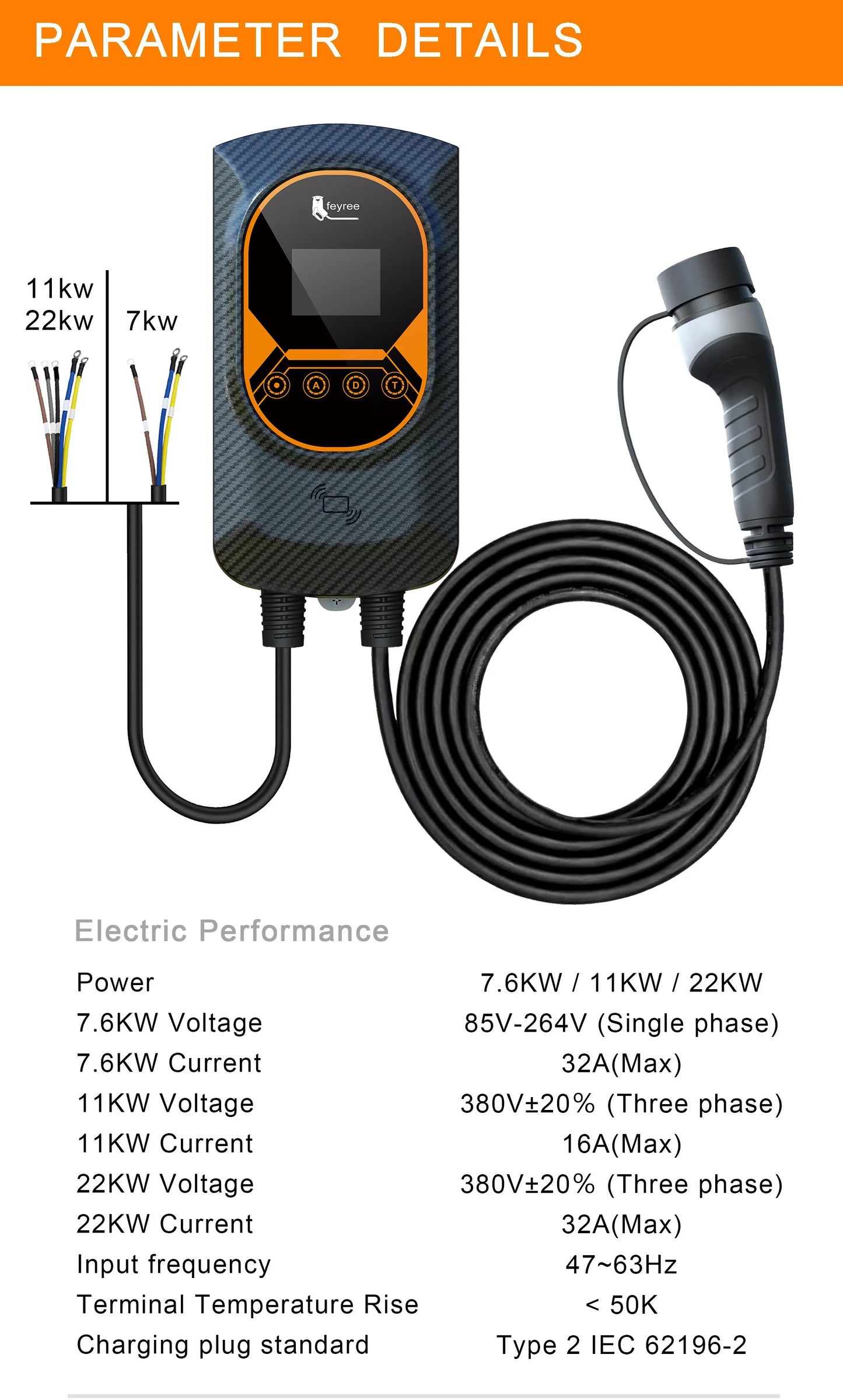 EV Wallbox Ladestation 7,6 kW – mit App & RFID für Elektroauto Zuhause