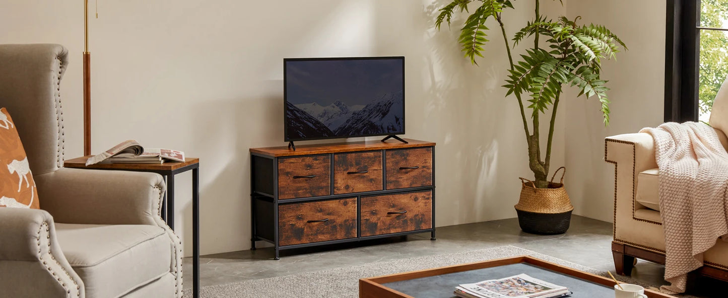 JHK Minimalistische Kommode mit 5 Schubladen – Moderner Aufbewahrungsschrank