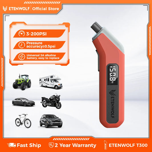 ETENWOLF T300 – Digitaler Reifendruckprüfer 3–200 PSI, Präzise & Kompakt