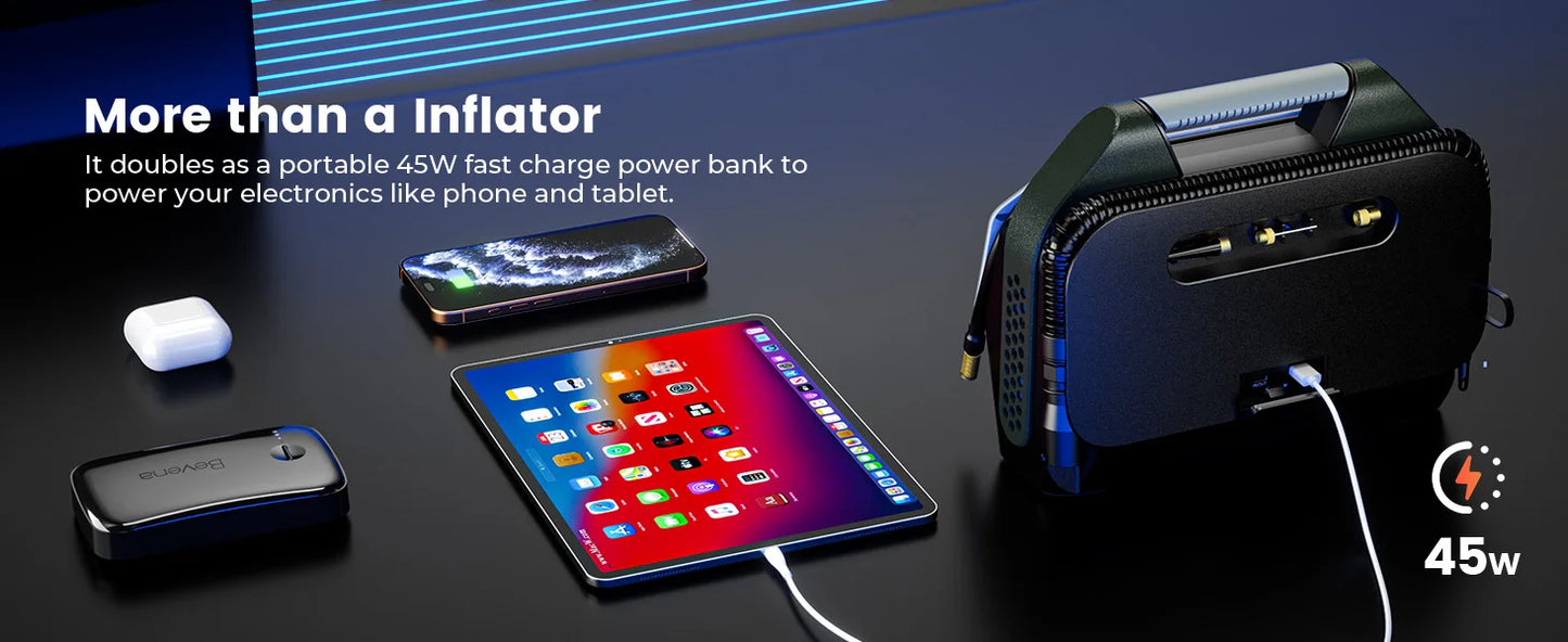 ETENWOLF Vortex S7 – Tragbarer Reifenkompressor 38 400 mAh, Hochleistungs-Luftpumpe für Auto, SUV & Offroad