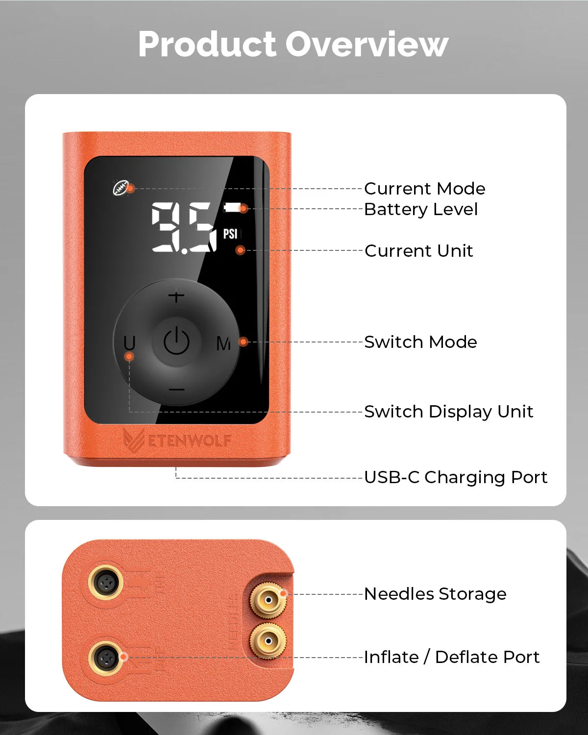 ETENWOLF P300 Plus – Elektrische Sportballpumpe